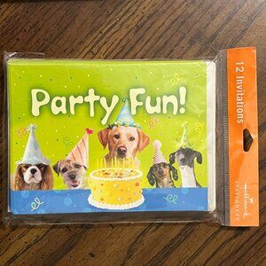 Hallmark Stationery Dog Themed Birthday Party Set Of 12 Invitations & Envelopes